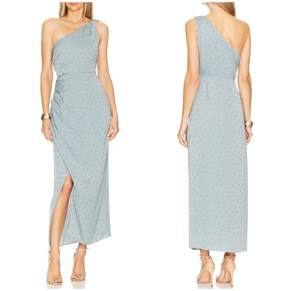 New Favorite Daughter The Singles Table Dress Polka Dot Slate Blue Maxi Sz 2
